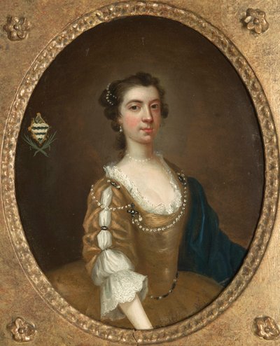 Uno de un par de retratos de dos hermanas de la familia Moult de Nottinghamshire de Arthur Devis